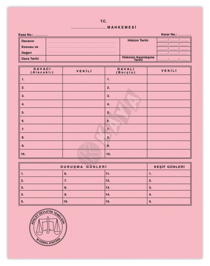 Yerli Dava Mahkeme İcra Dosyası - Pembe Orta Kalite (Avukat Dosyası) Yerli Dava Mahkeme İcra Dosyası - Pembe Orta Kalite (Avukat Dosyası)